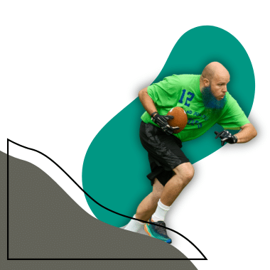 Graphic of man running with football